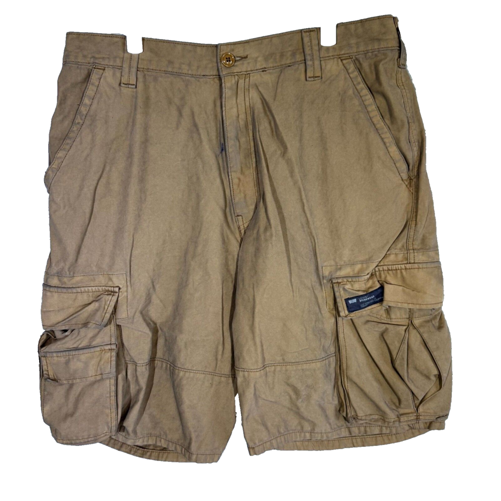 Levis Mens Size 30 Brown Workwear Cargo Shorts Cotton Utility Pockets